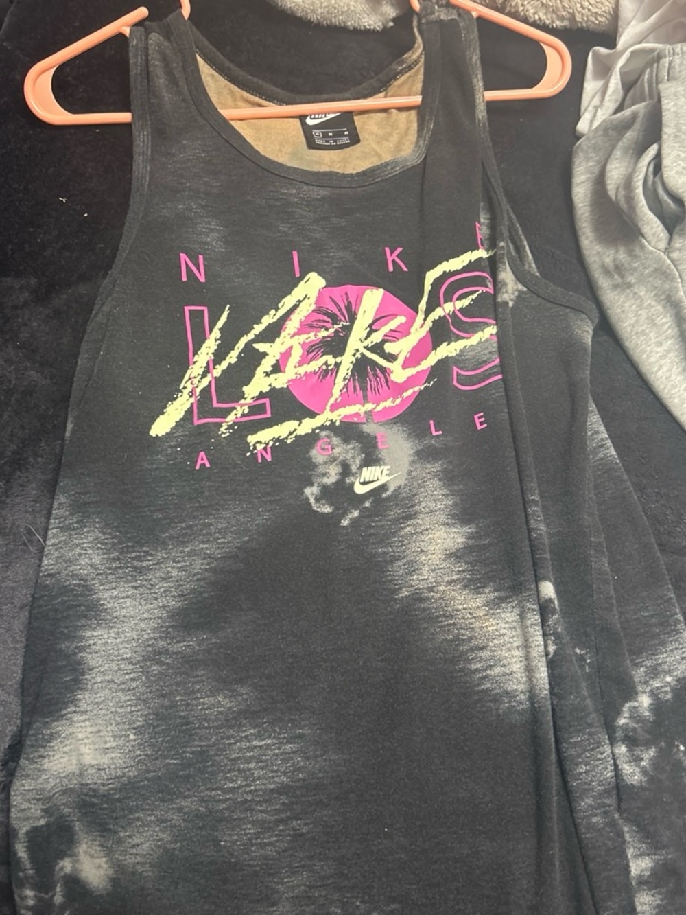 Nike Black Tank Top with Pink and Yellow LA Graphic